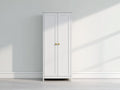 Kleiderschrank aus Holz 90x55x190 cm - Weiß und Goldfarben - Mit 2 Türen im klassischen Design
