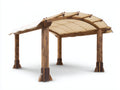Pavillon 450 x 350 x 270 cm aus Holz mit Stoffdach in Braun und Beige klassischer Gartenstil