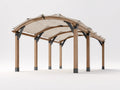 Pavillon aus Holz und Stoff 500 x 300 x 250 cm - Naturholz-Cremeweiß-Schwarz - Gewölbtes Dach und verstärkte Mehrpfostenkonstruktion
