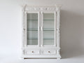 Vitrine 190 x 100 x 45 cm aus Holz mit Glastüren und Schubladen in Weiß klassisches Design