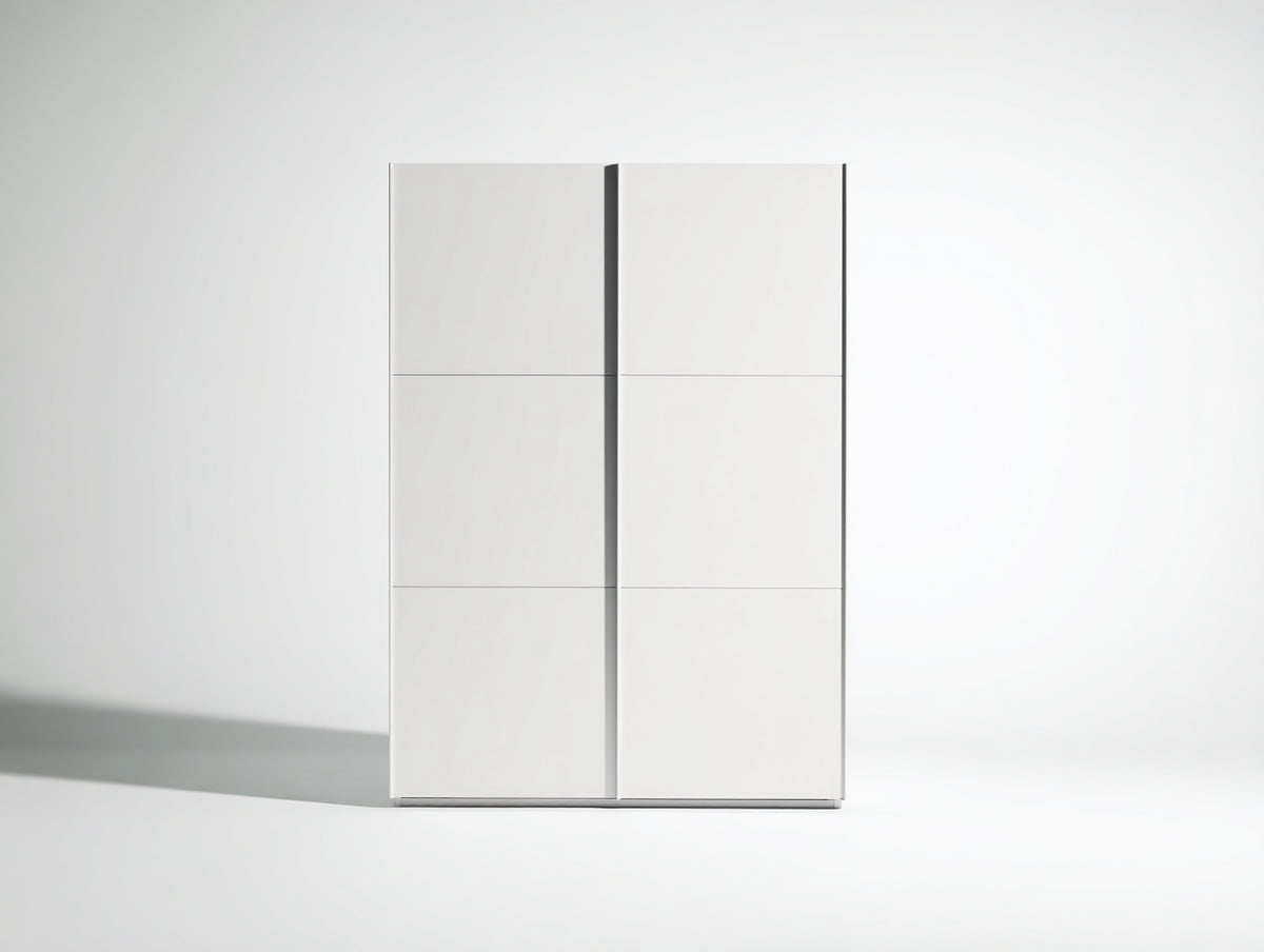 Kleiderschrank 200 x 160 x 60 cm aus Holz mit 2 Türen in Weiß modernem Design