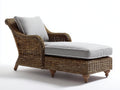 Sonnenliege aus Polyrattan 185x78x88 cm - Braun Grau und Naturholz - Gepolsterte Liegefläche mit hoher Rückenlehne