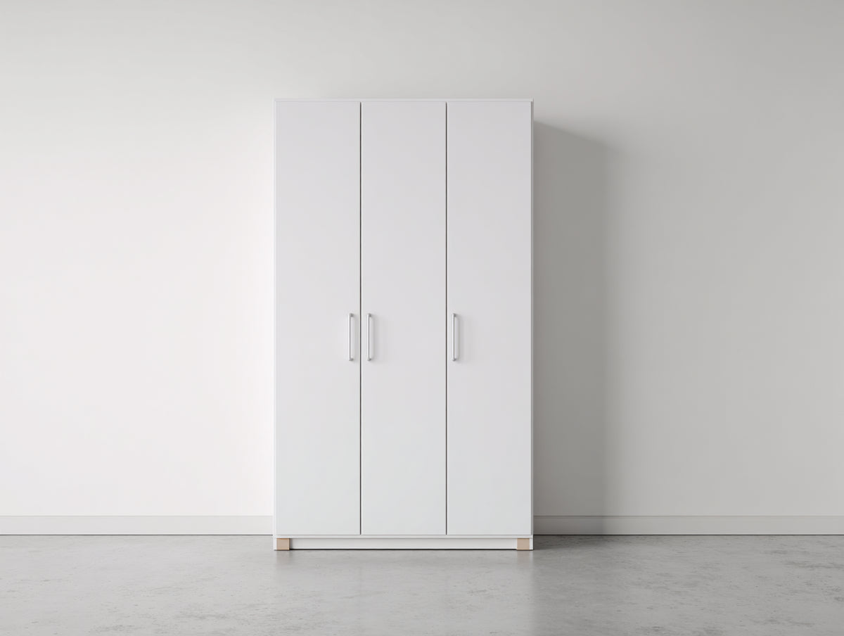 Kleiderschrank mit 3 Türen 120 x 55 x 190 cm - Weiß - Modernes minimalistisches Design