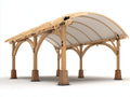 Pavillon aus Holz 400 x 300 x 280 cm - Natur-Weiß - Mit gewölbtem Dach
