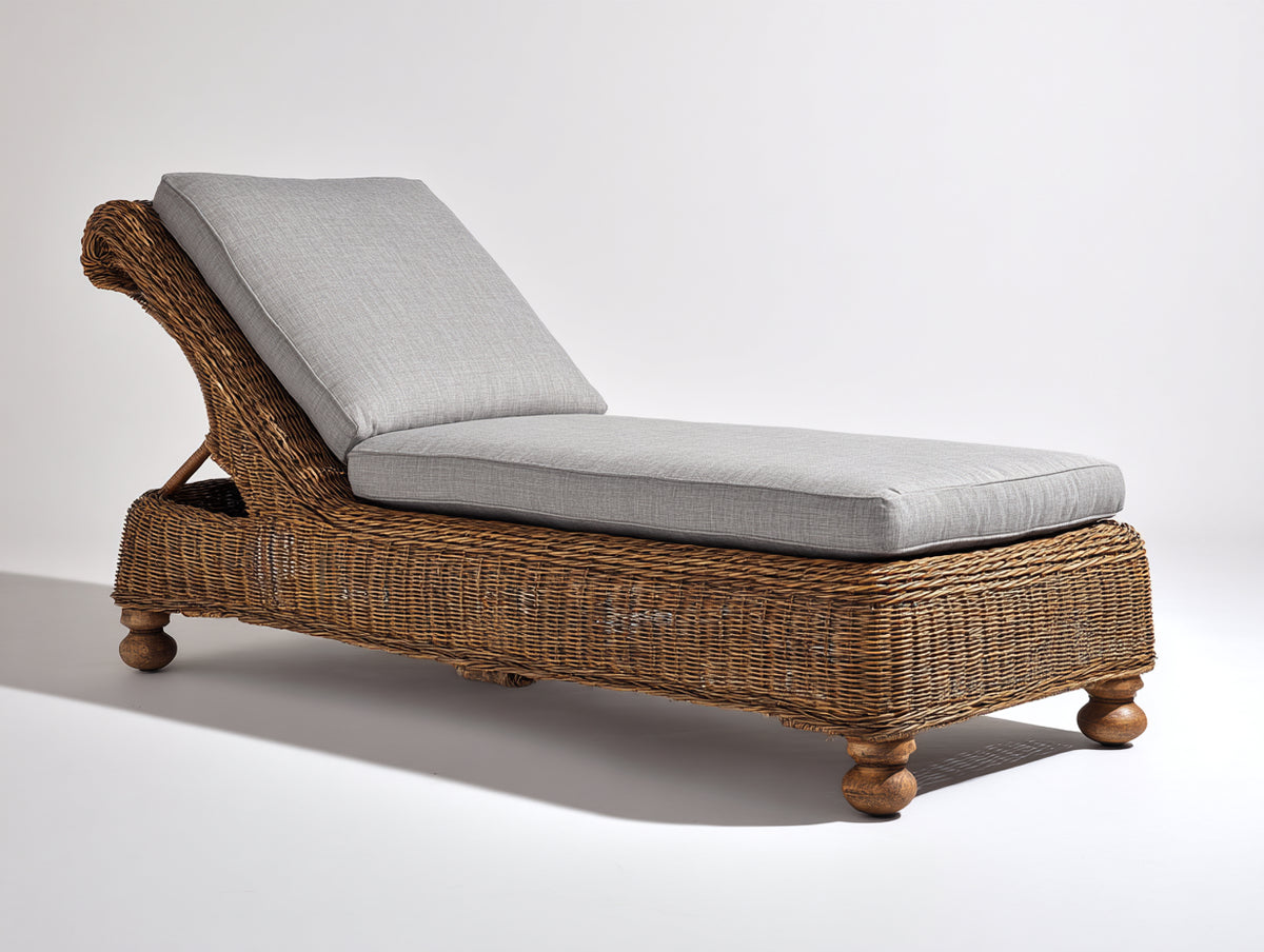 Sonnenliege aus Polyrattan 195 x 72 x 88 cm - Braun-Grau - Verstellbare Rückenlehne