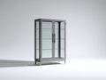 Vitrine aus Metall und Glas 90x40x160 cm - Anthrazit und Transparent - Mit 2 Glastüren im modernen Design