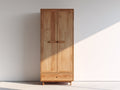 Kleiderschrank 200 x 100 x 55 cm aus Holz mit 2 Türen und 1 Schublade in Naturholz modernem Design