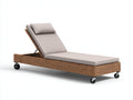 Sonnenliege aus Polyrattan 200 x 70 x 88 cm - Natur-Beige - Verstellbare Rückenlehne mit Rollen