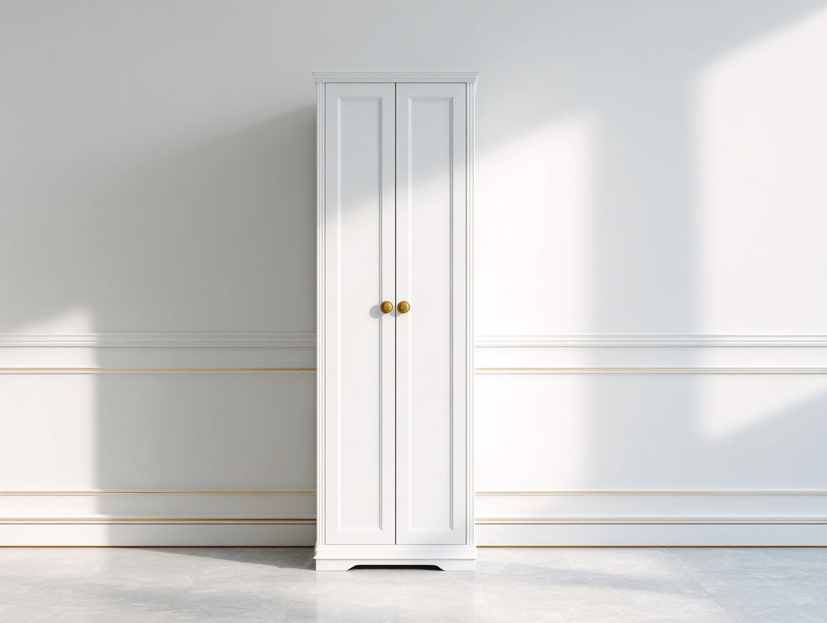 Kleiderschrank aus Holzwerkstoff 80 x 50 x 190 cm - Weiß - Klassisches Design mit 2 Türen