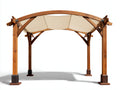 Pavillon aus Holz 300 x 300 x 260 cm - Natur-Creme - Mit gewölbtem Stoffdach