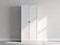 Kleiderschrank aus Holzwerkstoff 85 x 50 x 190 cm - Weiß-Goldfarben - 2 Türen und platzsparendes Design