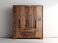 Kleiderschrank mit 4 Türen und 3 Schubladen 160 x 60 x 195 cm - Walnussbraun - Modernes Design mit Holzoptik