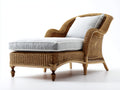Sonnenliege aus Rattan 180 x 80 x 90 cm - Naturfarben-Hellgrau - Klassisches Design mit gepolsterter Liegefläche