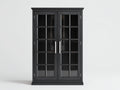 Vitrinen aus Holz und Glas 105 x 42 x 190 cm - Schwarz-Silberfarben - 2 Glastüren und klassisches Sprossendesign
